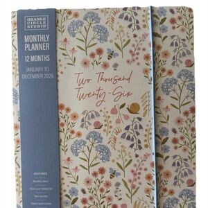 2026 Monthly Planner  12 month Planner Orange Circle Studio Army green Flowers